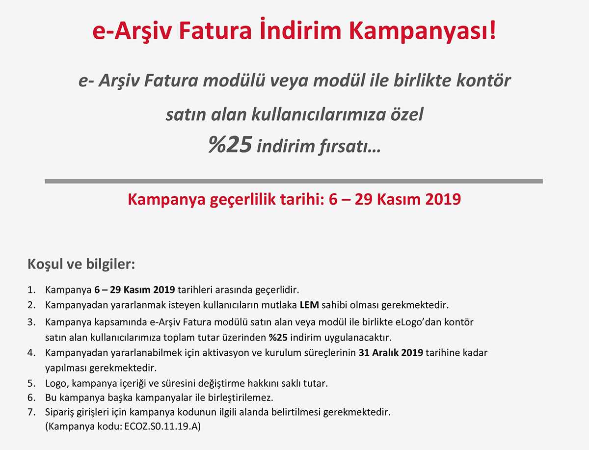 e-arşiv fatura kampanyası